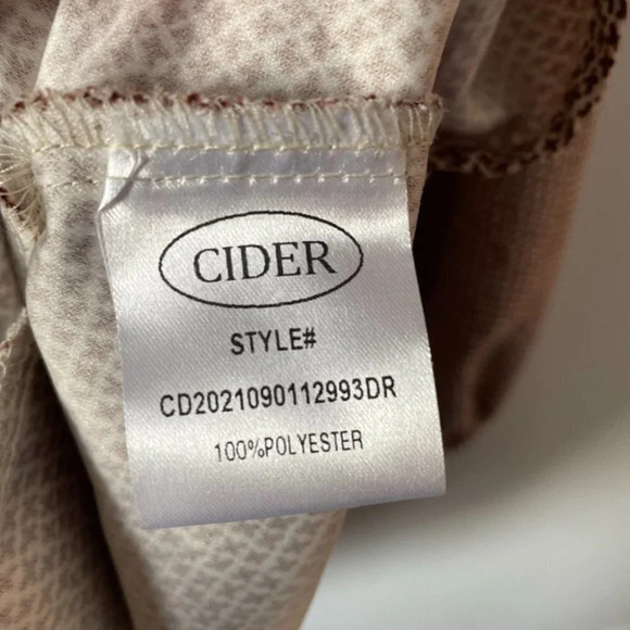 Cider Check Pattern Cut Out Long Sleeve Dress Cream Brown Sz XS - Picture 9 of 9